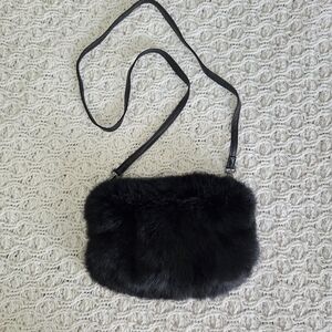 Overland Luxurious Black Faux Fur Crossbody Bag